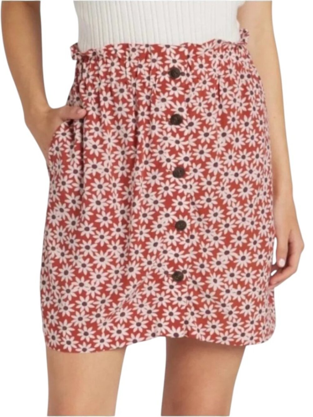 Madewell Red Floral Mini Skirt